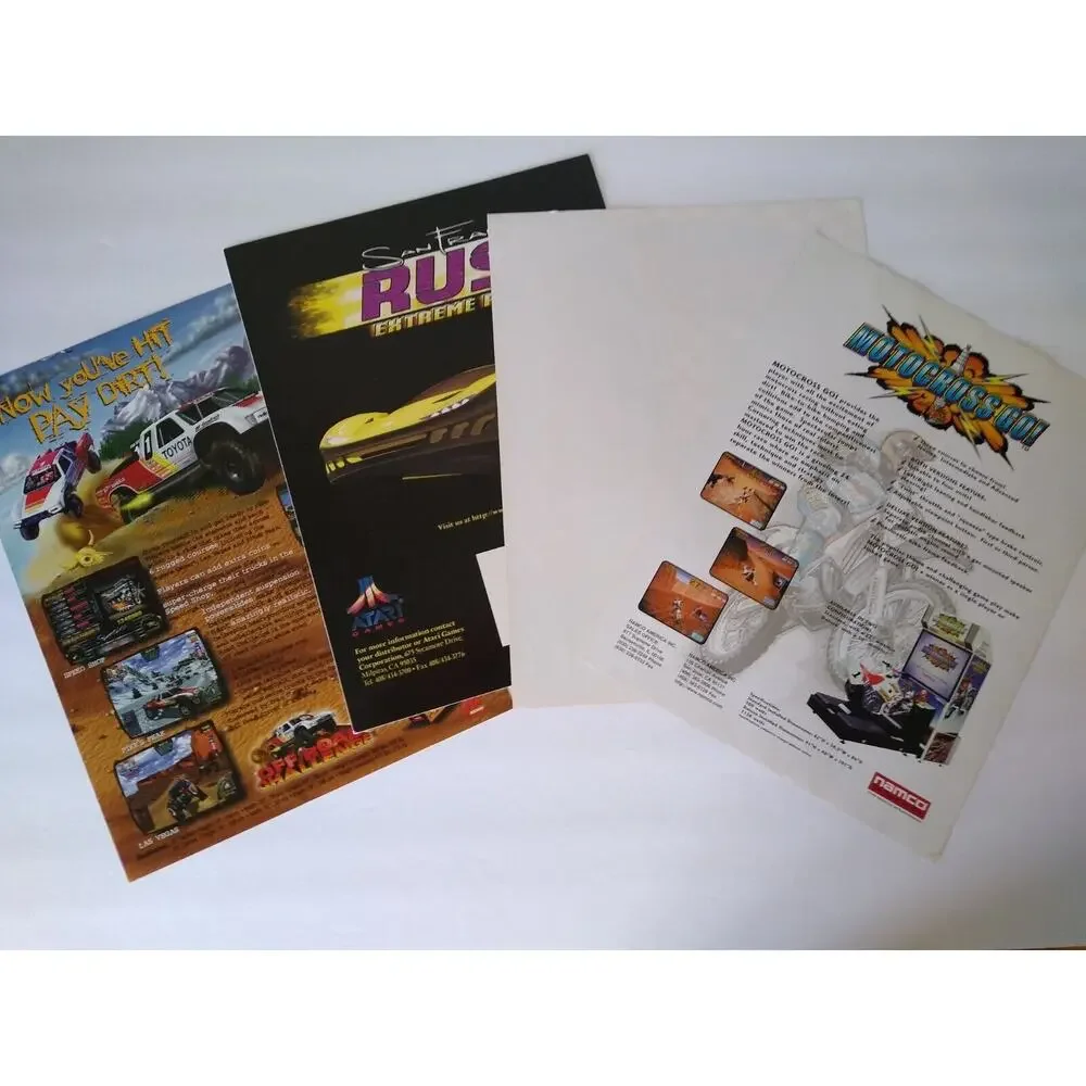 Arcade Game Flyers Race Cars Cycles Trucks Off Road Challenge Speed Up Motocross